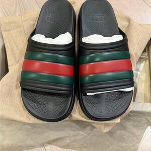Gucci Black, Red, and Green Men's Slide Sandals